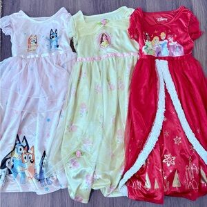 Disney nightgown trio (princesses and Bluey)